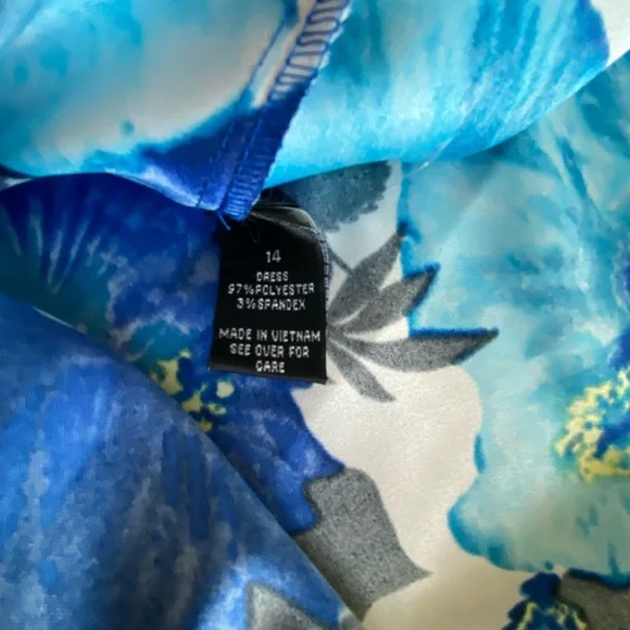 Sleeveless AB Studio Blue Floral Dress - Picture 6 of 16